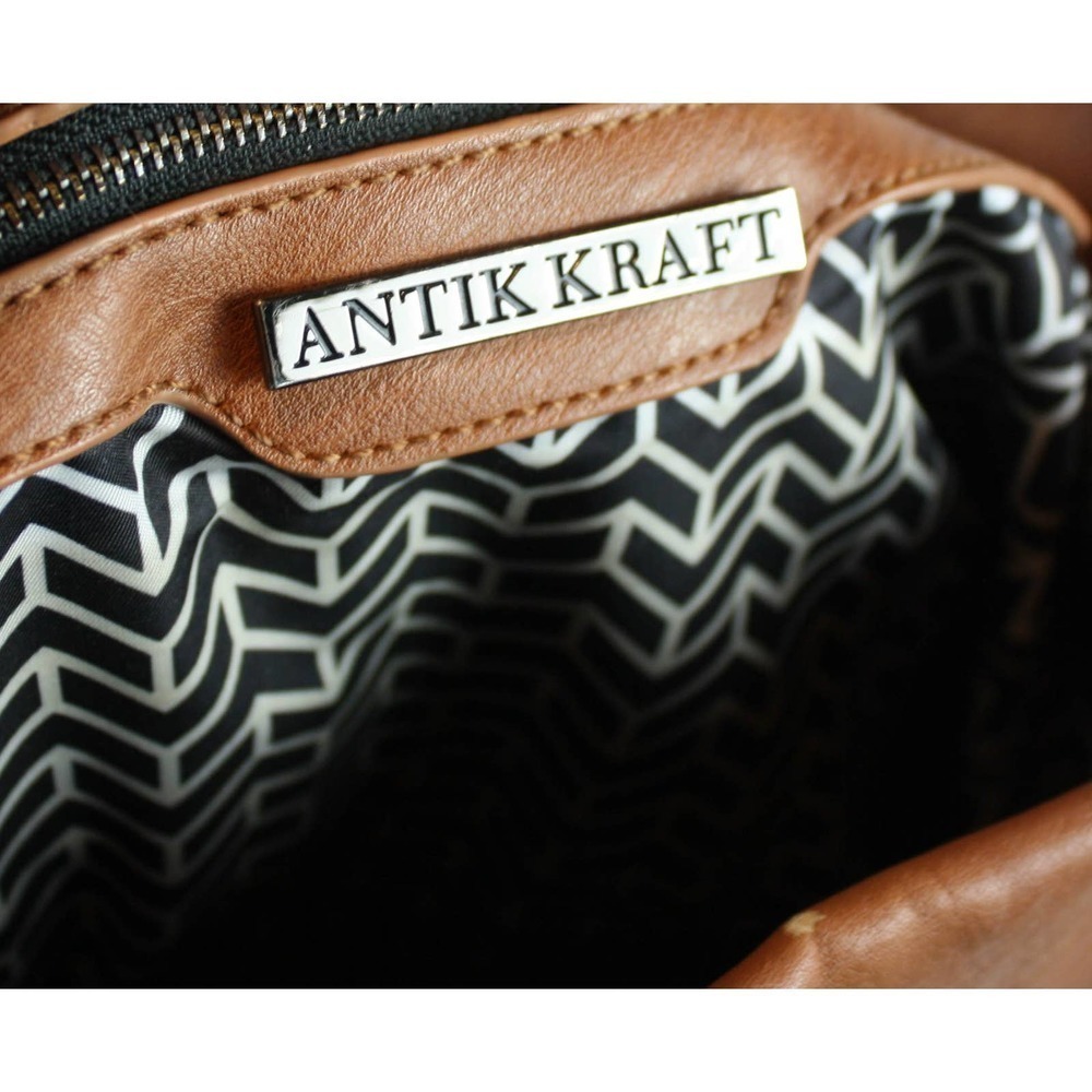 Antik Kraft Braided Handle Hobo Bag Shoulder Bag Purse Brown Faux Leather Tassel - Picture 8 of 8